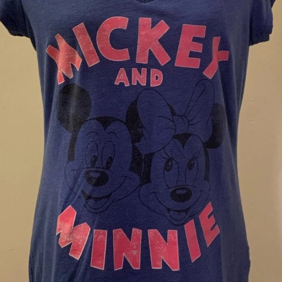 DISNEY Mickey Mouse and Minnie Mouse V-Neck Short Sleeve Tee - Picture 3 of 6